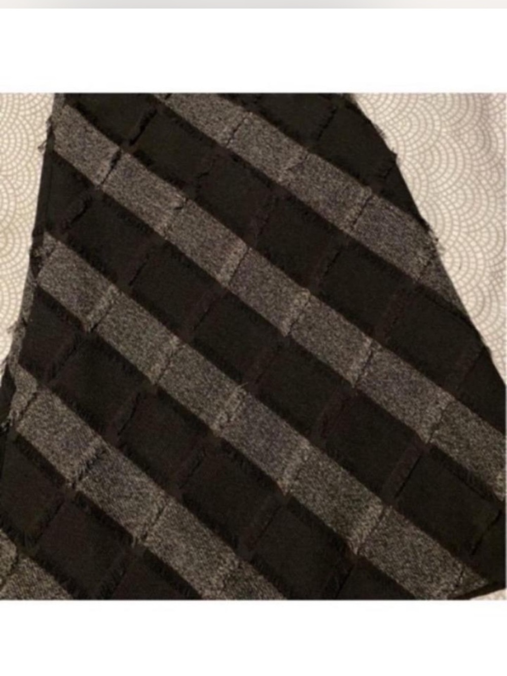 Tribal Black & Gray Diagonal Stripe Midi Skirt Sz M